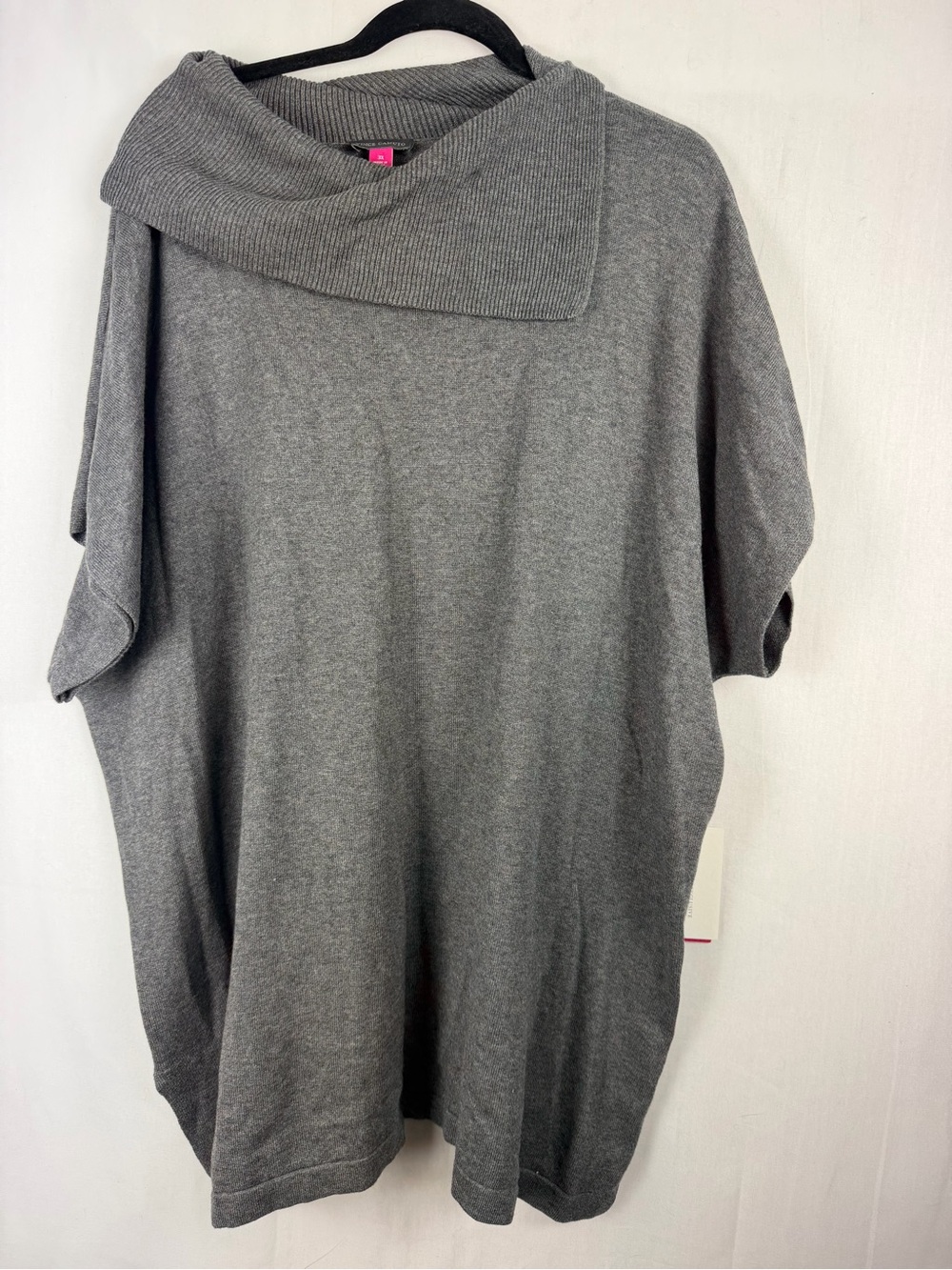 VINCE CAMUTO Short Sleeve Cowl Neck TUNIC Sweater heather gray 3x fall festival